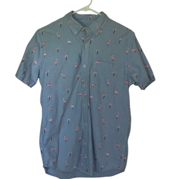 American Eagle Flamingo  Button Down Short Sleeve Shirt Flamingos Size S - Picture 1 of 8